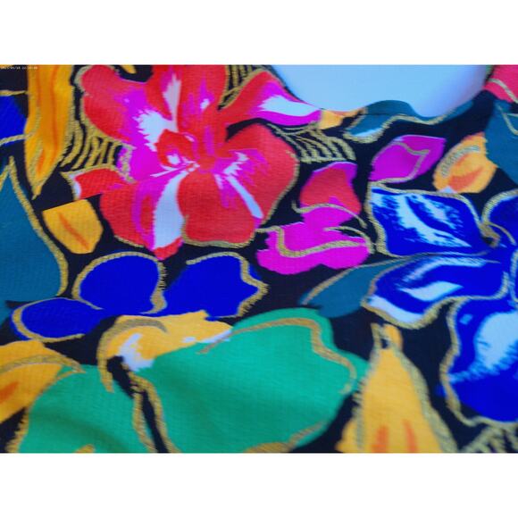 Vintage Brazilian Sunset Neon Floral Bathing Suit READ AS IS - Picture 4 of 8
